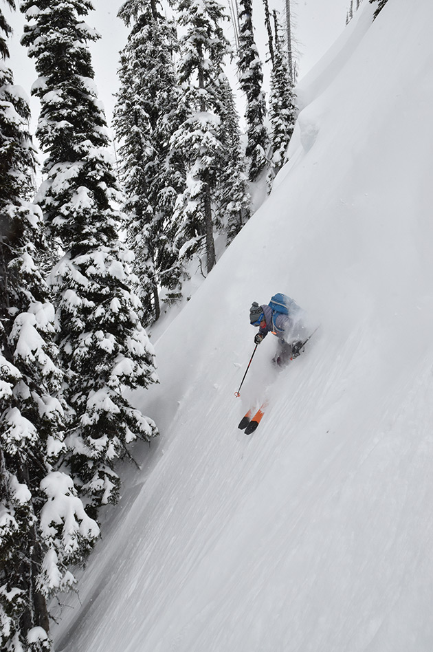 Powder skiing at the Durrand Glacier Chalet