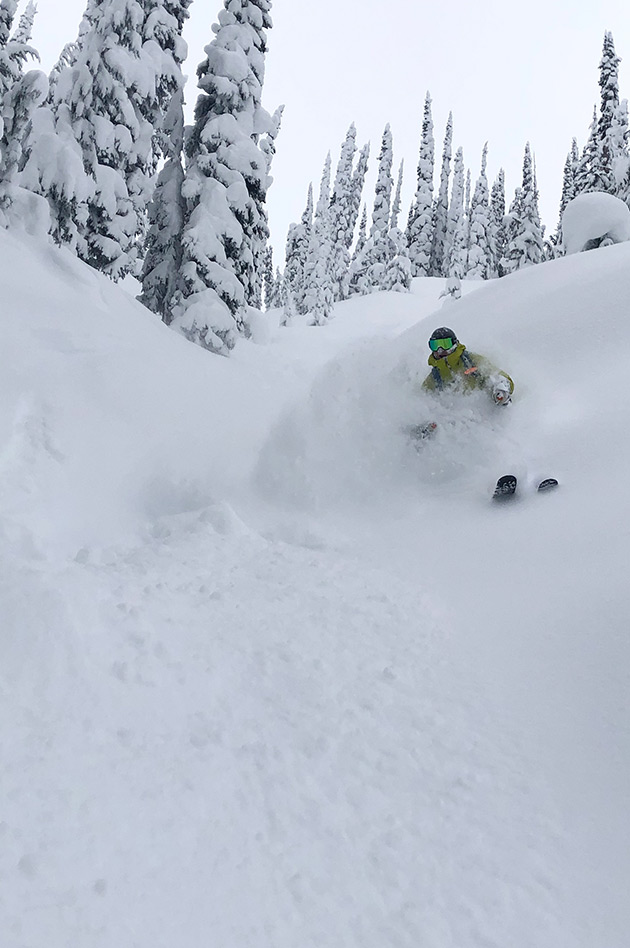 Powder skiing at the Durrand Glacier Chalet