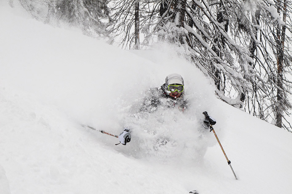 Powder skiing at The Durrand Glacier Chalet