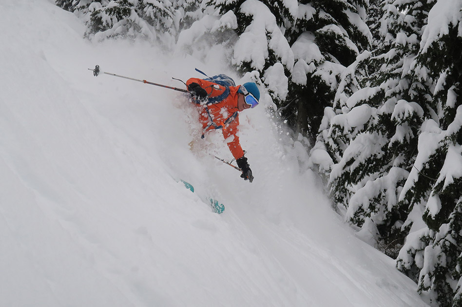 Powder skiing at The Durrand Glacier Chalet