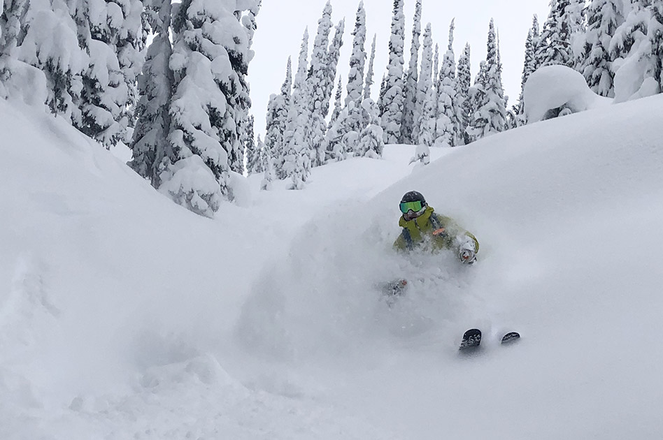 Powder skiing at The Durrand Glacier Chalet