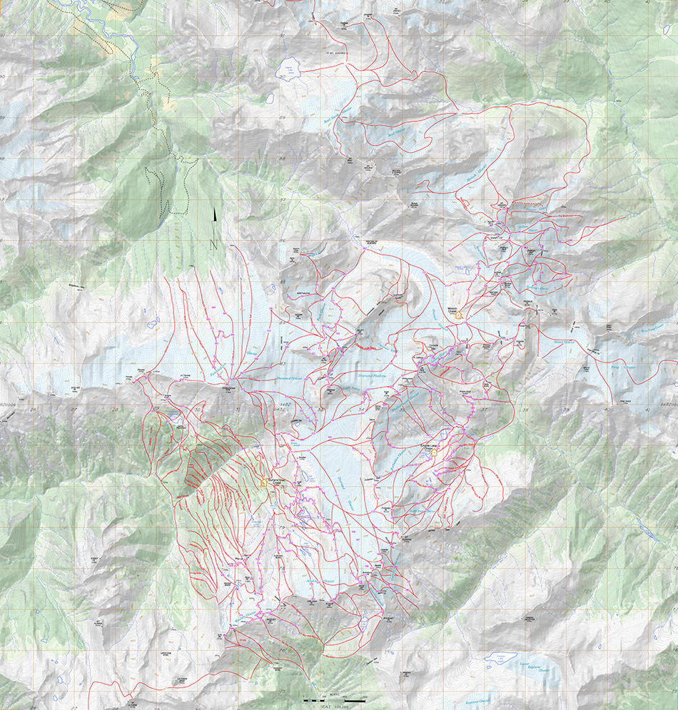 Ski Map of the Durrand Glacier