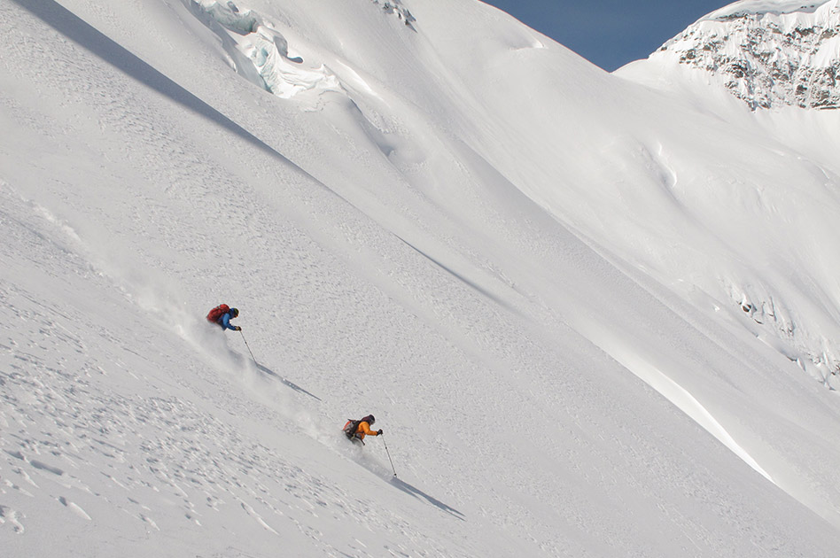 Skiing the alpine at the Durrand Glacier